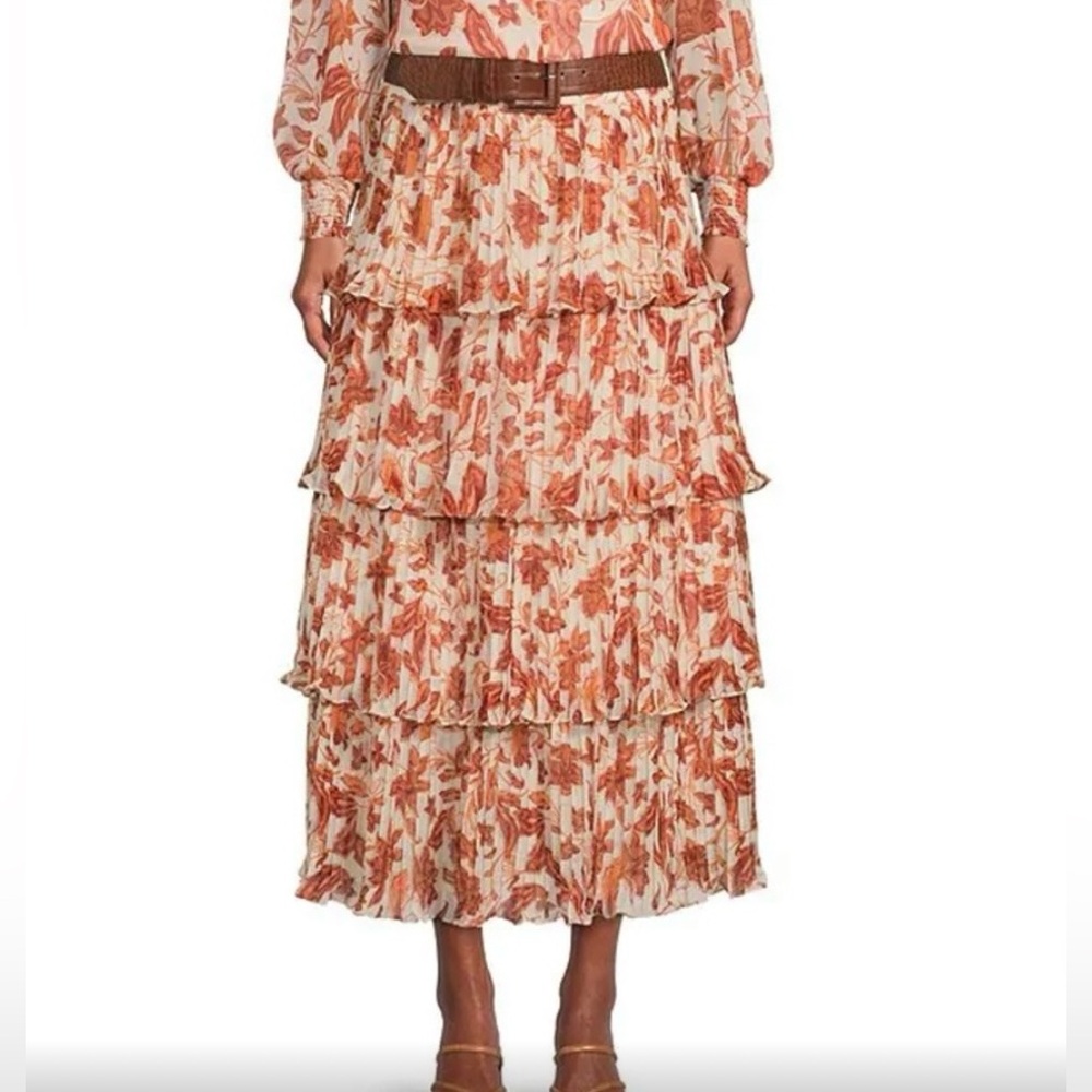NWT Antonio Melani Oaklee Tiered Ruffle Floral Print A-Line skirt